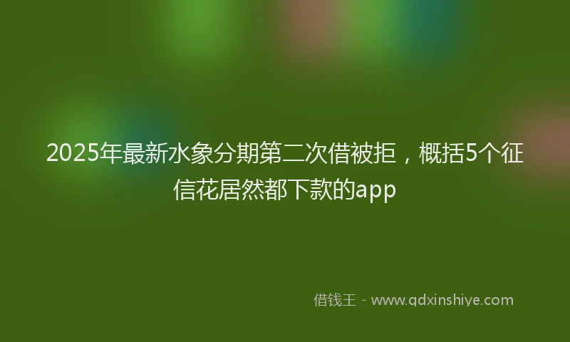 2025年最新水象分期第二次借被拒，概括5个征信花居然都下款的app