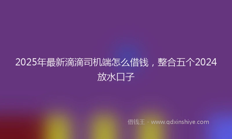 2025年最新滴滴司机端怎么借钱，整合五个2024放水口子