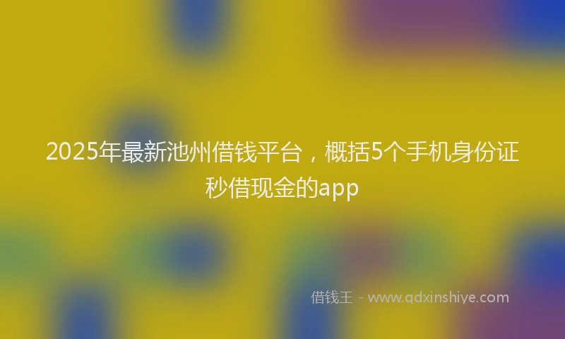 2025年最新池州借钱平台，概括5个手机身份证秒借现金的app