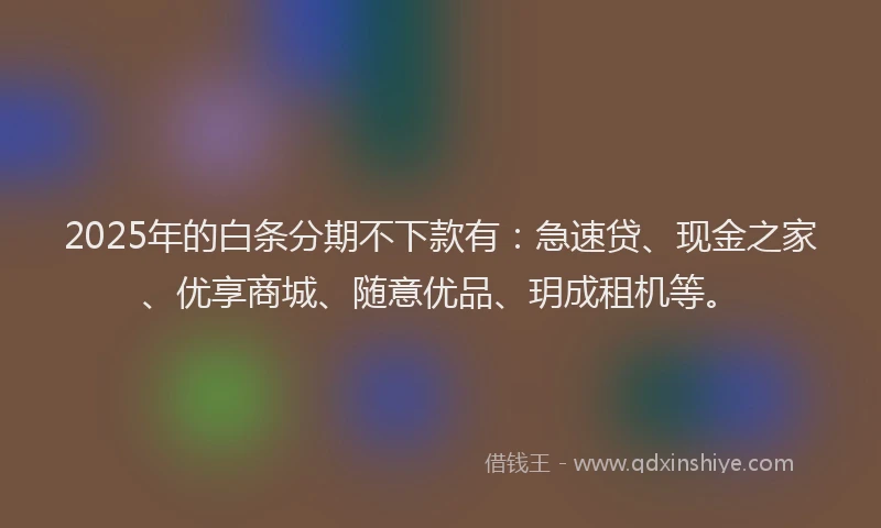 2025年的白条分期不下款有：急速贷、现金之家、优享商城、随意优品、玥成租机等。