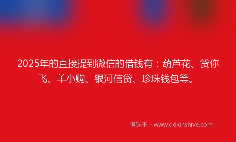 2025年的直接提到微信的借钱有：葫芦花、贷你飞、羊小购、银河信贷、珍珠钱包等。