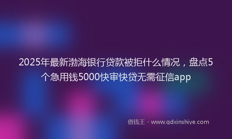 2025年最新渤海银行贷款被拒什么情况，盘点5个急用钱5000快审快贷无需征信app