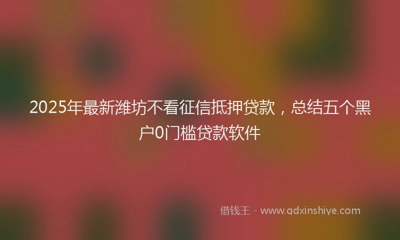 2025年最新潍坊不看征信抵押贷款，总结五个黑户0门槛贷款软件