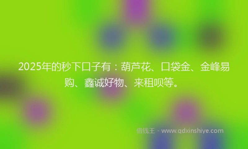 2025年的秒下口子有：葫芦花、口袋金、金峰易购、鑫诚好物、来租呗等。