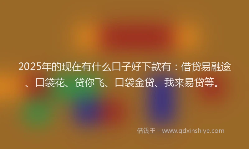 2025年的现在有什么口子好下款有：借贷易融途、口袋花、贷你飞、口袋金贷、我来易贷等。