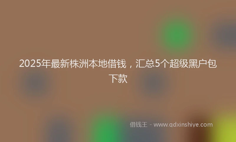 2025年最新株洲本地借钱，汇总5个超级黑户包下款