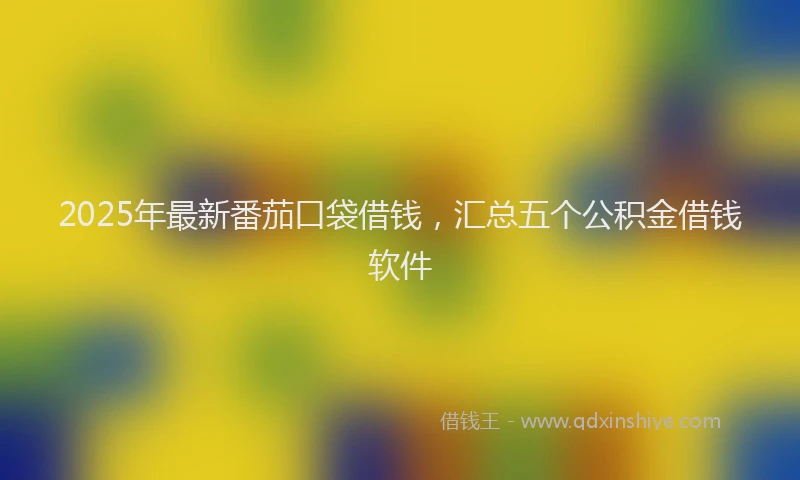 2025年最新番茄口袋借钱，汇总五个公积金借钱软件