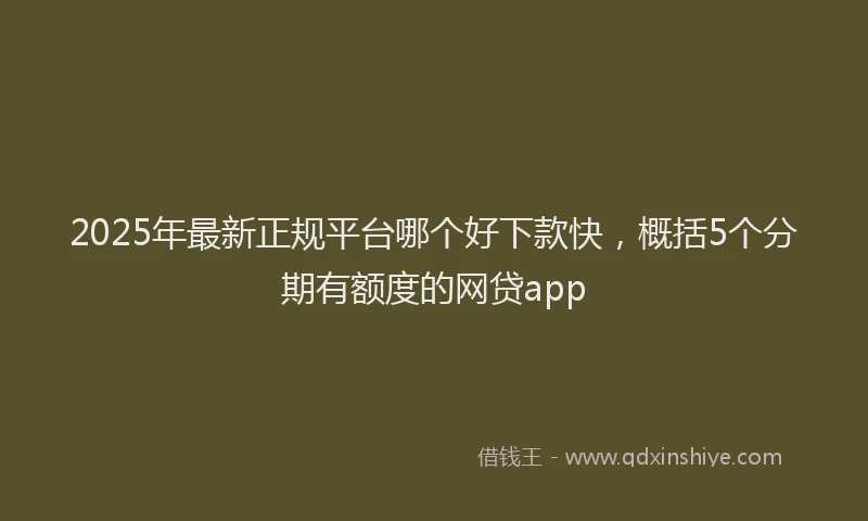 2025年最新正规平台哪个好下款快，概括5个分期有额度的网贷app