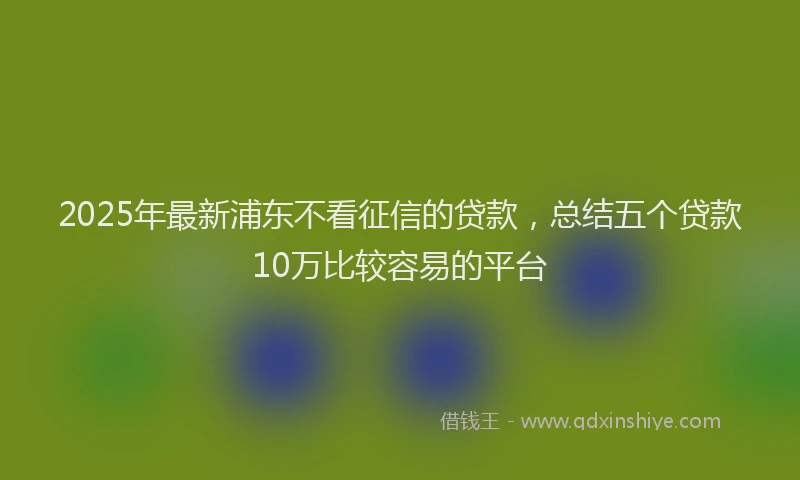 2025年最新浦东不看征信的贷款，总结五个贷款10万比较容易的平台