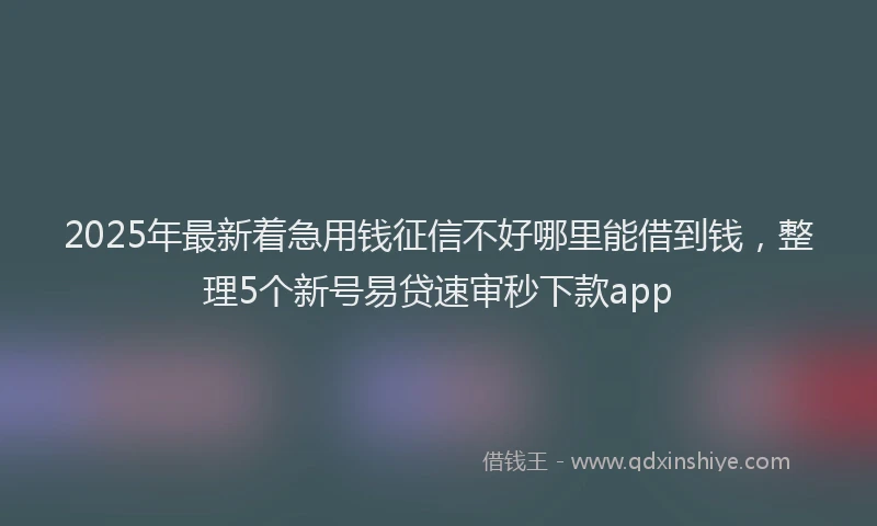 2025年最新着急用钱征信不好哪里能借到钱，整理5个新号易贷速审秒下款app