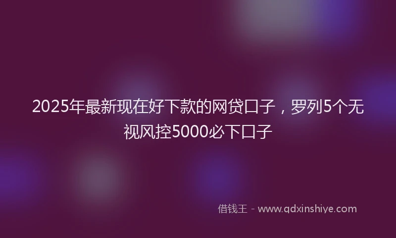 2025年最新现在好下款的网贷口子,罗列5个无视风控5000必下口子