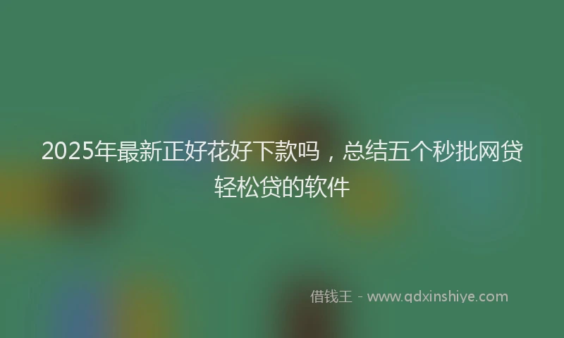 2025年最新正好花好下款吗，总结五个秒批网贷轻松贷的软件