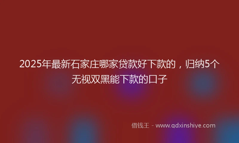 2025年最新石家庄哪家贷款好下款的，归纳5个无视双黑能下款的口子