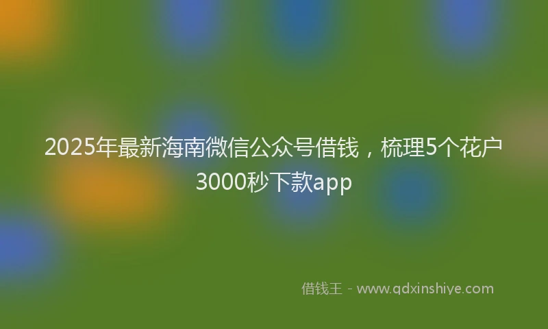 2025年最新海南微信公众号借钱，梳理5个花户3000秒下款app