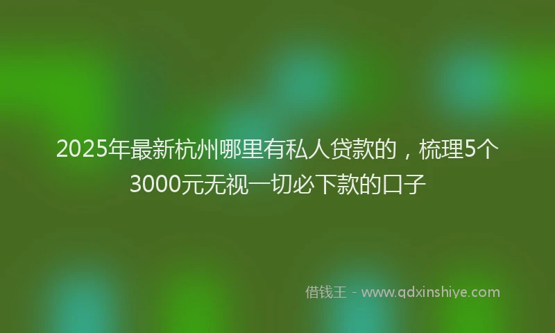 2025年最新杭州哪里有私人贷款的，梳理5个3000元无视一切必下款的口子