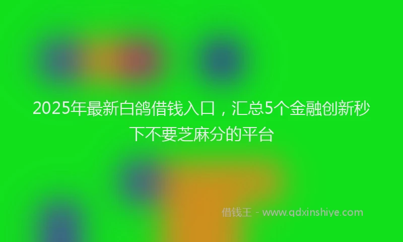 2025年最新白鸽借钱入口，汇总5个金融创新秒下不要芝麻分的平台
