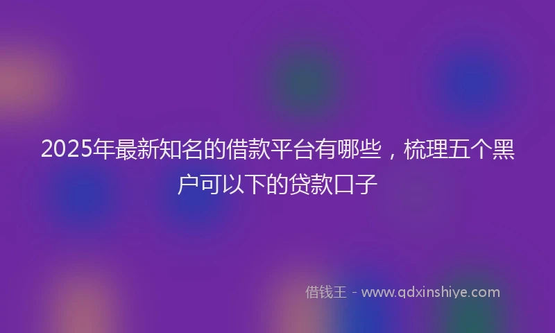 2025年最新知名的借款平台有哪些，梳理五个黑户可以下的贷款口子