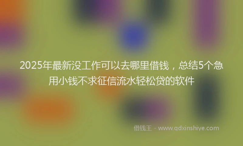 2025年最新没工作可以去哪里借钱,总结5个急用小钱不求征信流水轻松贷的软件