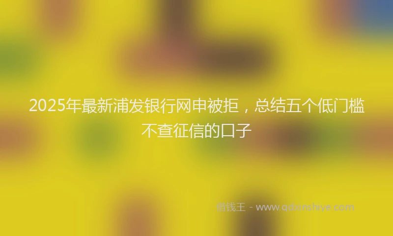 2025年最新浦发银行网申被拒，总结五个低门槛不查征信的口子
