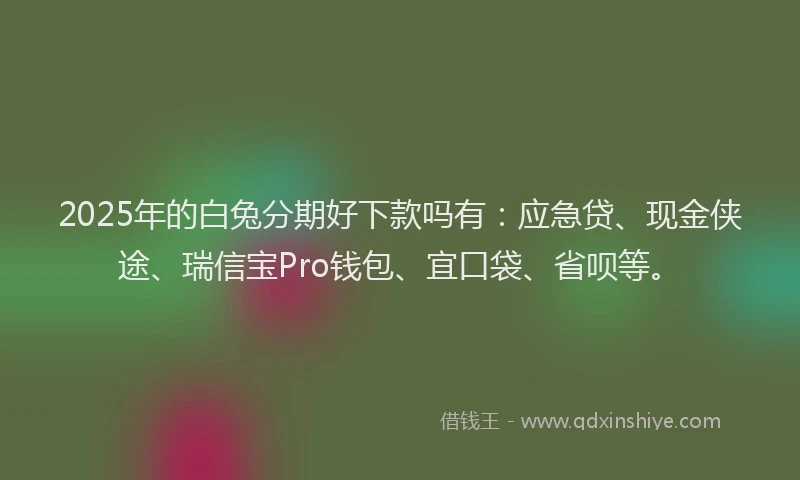 2025年的白兔分期好下款吗有：应急贷、现金侠途、瑞信宝Pro钱包、宜口袋、省呗等。