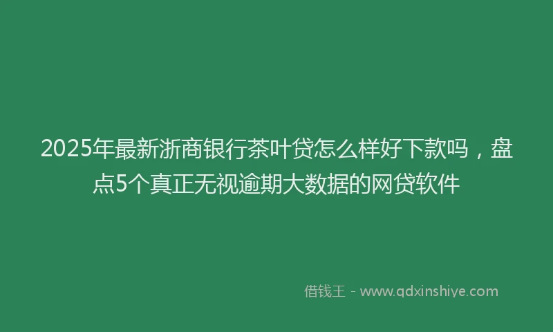 2025年最新浙商银行茶叶贷怎么样好下款吗，盘点5个真正无视逾期大数据的网贷软件