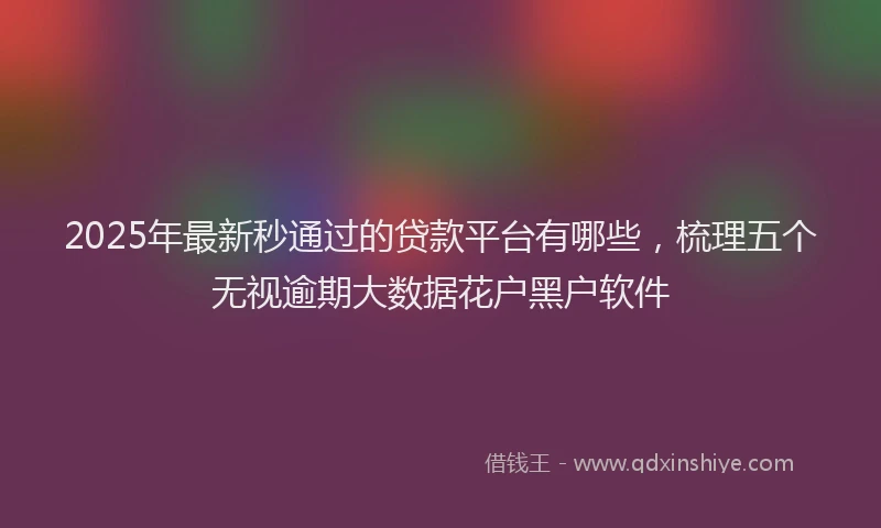 2025年最新秒通过的贷款平台有哪些，梳理五个无视逾期大数据花户黑户软件