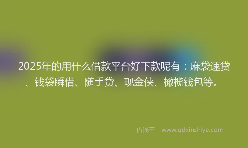 2025年的用什么借款平台好下款呢有：麻袋速贷、钱袋瞬借、随手贷、现金侠、橄榄钱包等。