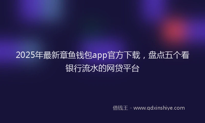 2025年最新章鱼钱包app官方下载，盘点五个看银行流水的网贷平台