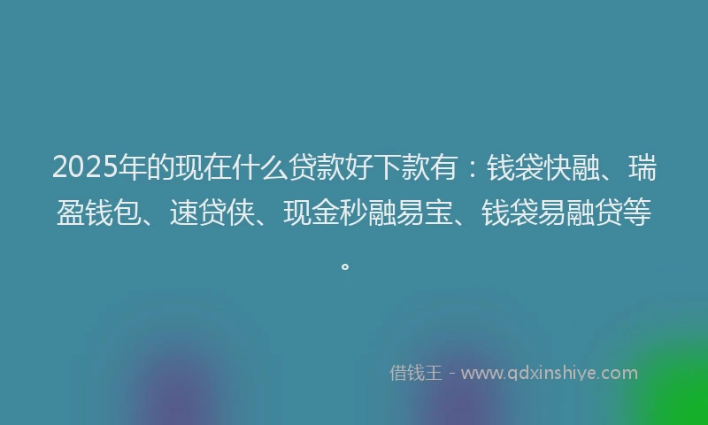 2025年的现在什么贷款好下款有：钱袋快融、瑞盈钱包、速贷侠、现金秒融易宝、钱袋易融贷等。