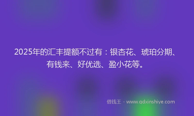 2025年的汇丰提额不过有：银杏花、琥珀分期、有钱来、好优选、盈小花等。