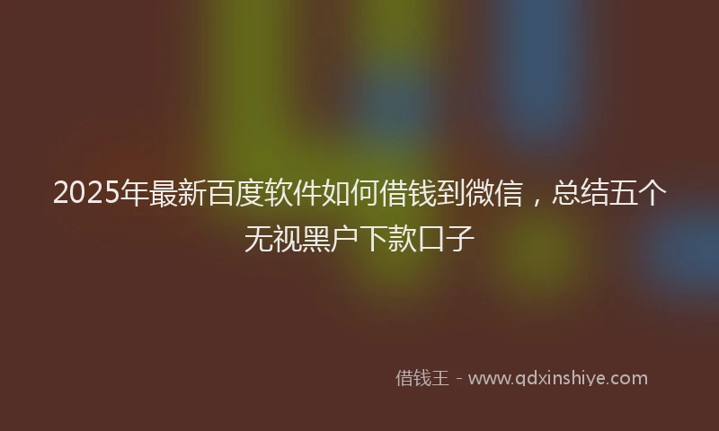 2025年最新百度软件如何借钱到微信，总结五个无视黑户下款口子
