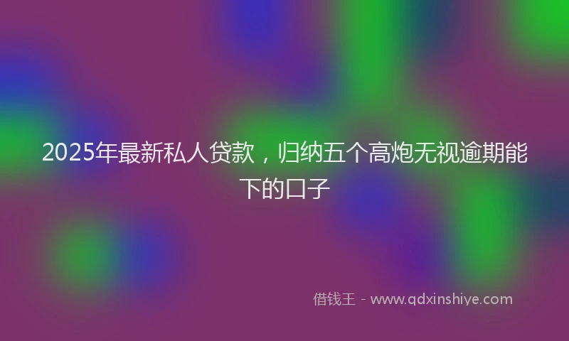 2025年最新私人贷款，归纳五个高炮无视逾期能下的口子