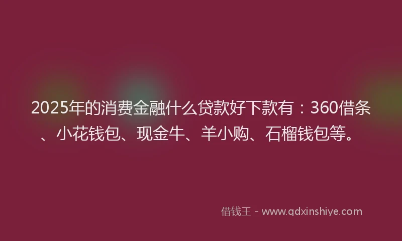 2025年的消费金融什么贷款好下款有：360借条、小花钱包、现金牛、羊小购、石榴钱包等。