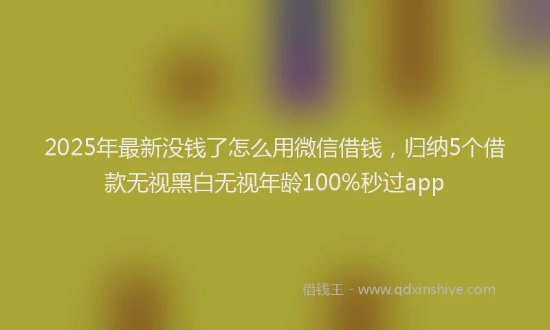 2025年最新没钱了怎么用微信借钱，归纳5个借款无视黑白无视年龄100%秒过app