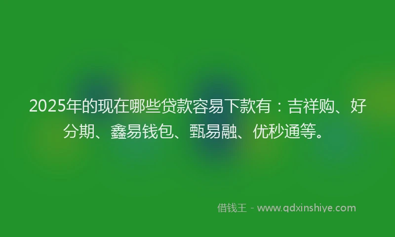 2025年的现在哪些贷款容易下款有：吉祥购、好分期、鑫易钱包、甄易融、优秒通等。
