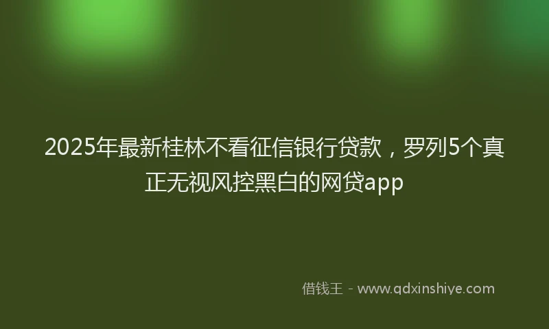 2025年最新桂林不看征信银行贷款，罗列5个真正无视风控黑白的网贷app