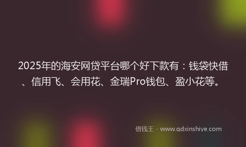 2025年的海安网贷平台哪个好下款有：钱袋快借、信用飞、会用花、金瑞Pro钱包、盈小花等。