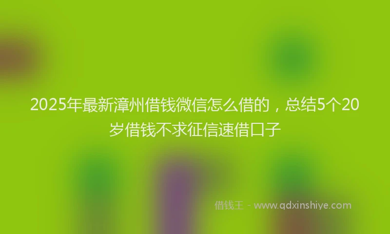 2025年最新漳州借钱微信怎么借的，总结5个20岁借钱不求征信速借口子