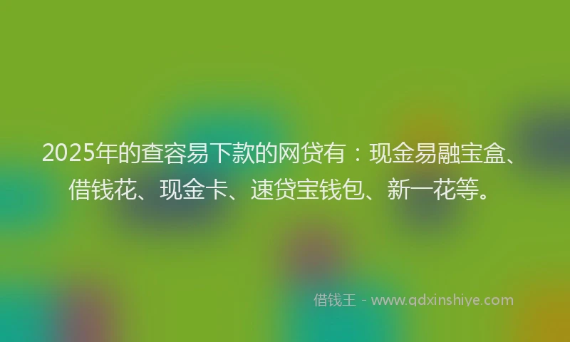 2025年的查容易下款的网贷有：现金易融宝盒、借钱花、现金卡、速贷宝钱包、新一花等。