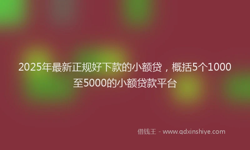 2025年最新正规好下款的小额贷，概括5个1000至5000的小额贷款平台