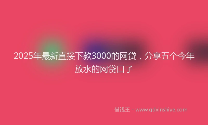 2025年最新直接下款3000的网贷，分享五个今年放水的网贷口子