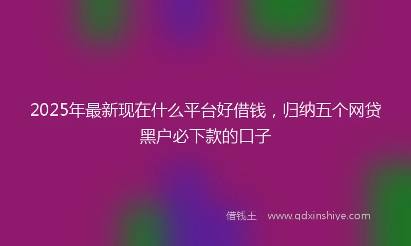 2025年最新现在什么平台好借钱，归纳五个网贷黑户必下款的口子