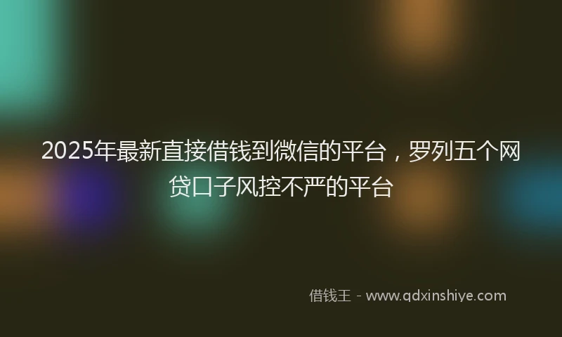 2025年最新直接借钱到微信的平台，罗列五个网贷口子风控不严的平台