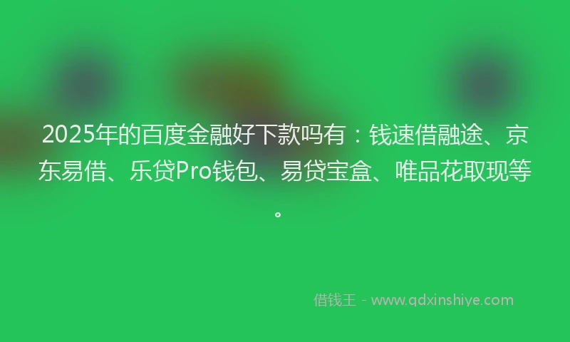 2025年的百度金融好下款吗有：钱速借融途、京东易借、乐贷Pro钱包、易贷宝盒、唯品花取现等。