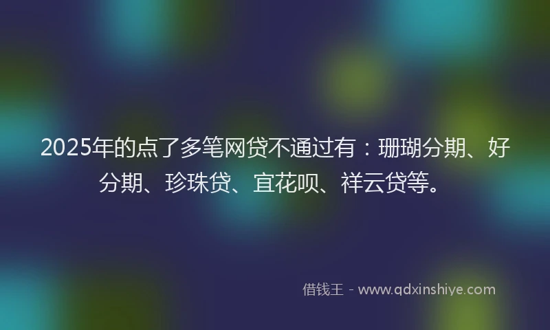 2025年的点了多笔网贷不通过有：珊瑚分期、好分期、珍珠贷、宜花呗、祥云贷等。
