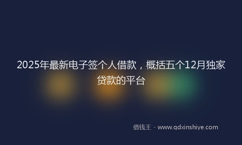 2025年最新电子签个人借款，概括五个12月独家贷款的平台