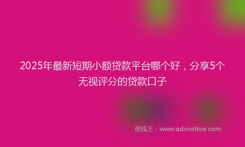 2025年最新短期小额贷款平台哪个好，分享5个无视评分的贷款口子