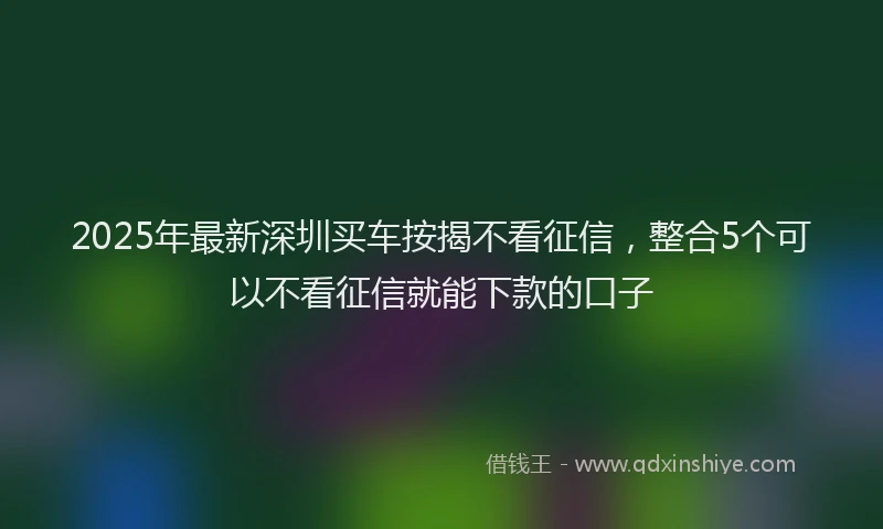2025年最新深圳买车按揭不看征信，整合5个可以不看征信就能下款的口子