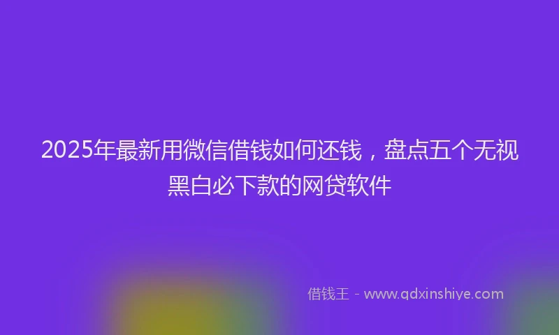 2025年最新用微信借钱如何还钱，盘点五个无视黑白必下款的网贷软件
