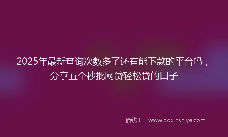 2025年最新查询次数多了还有能下款的平台吗，分享五个秒批网贷轻松贷的口子